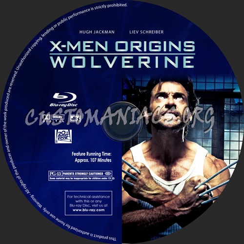 X-Men Origins Wolverine blu-ray label