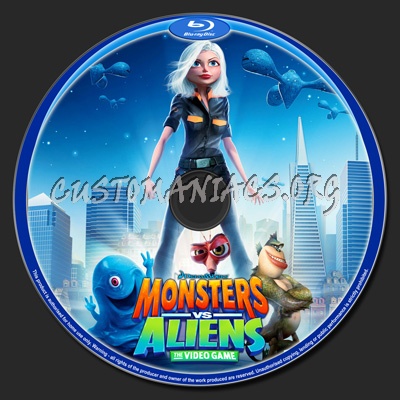 Monsters vs Aliens blu-ray label