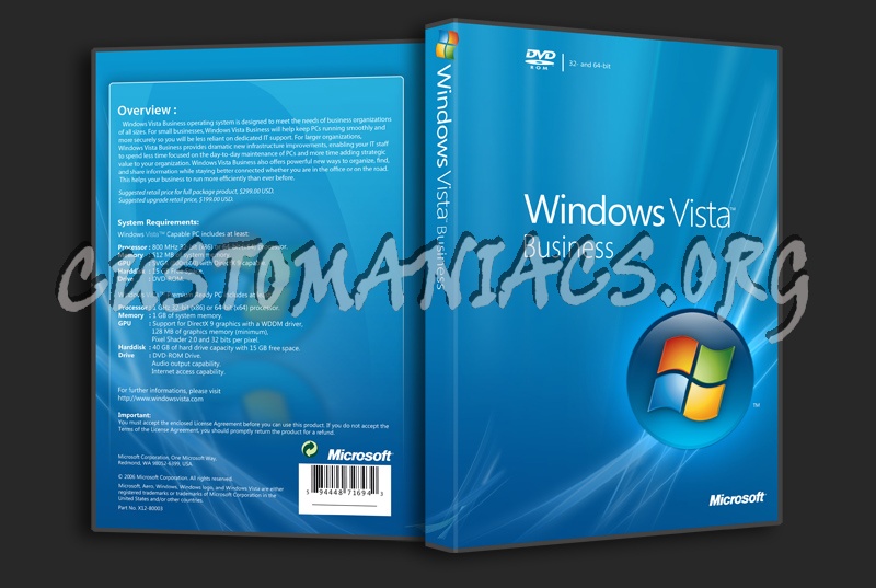 Windows Vista Business dvd cover