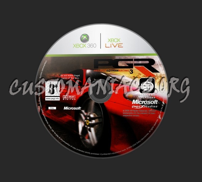 Project Gotham Racing 3 dvd label