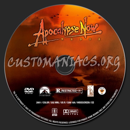 Apocalypse Now Redux dvd label