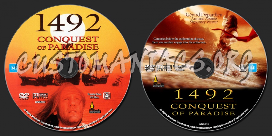 1492 : Conquest Of Paradise dvd label