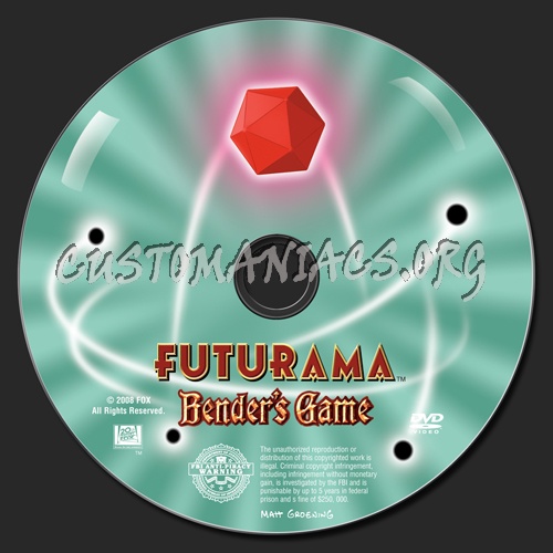 Futurama Bender's Game dvd label