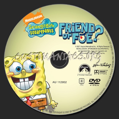 Spongebob Squarepants Friend or Foe dvd label