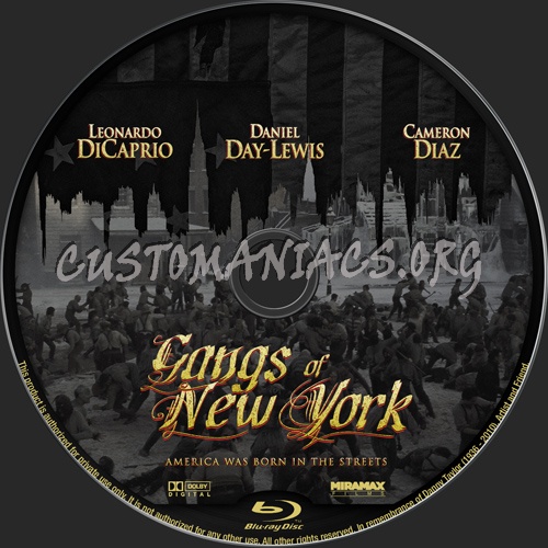 Gangs of New York blu-ray label