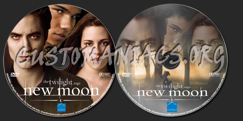 The Twilight Saga New Moon dvd label