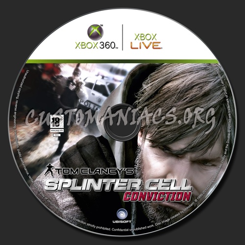 Splinter Cell Conviction dvd label