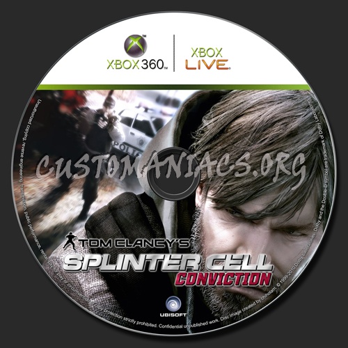 Splinter Cell Conviction dvd label