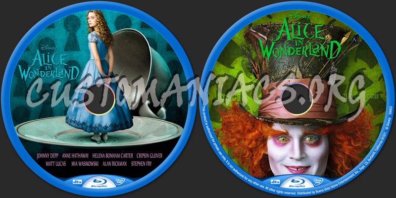 Alice in Wonderland (2010) blu-ray label