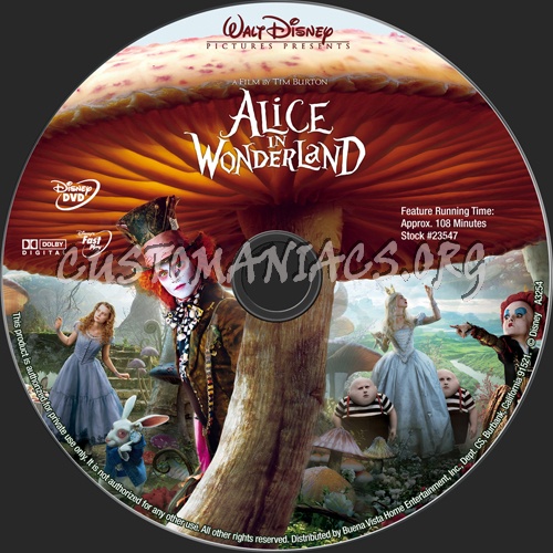 Alice in Wonderland dvd label