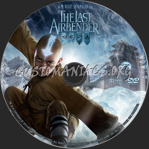 The Last Airbender dvd label