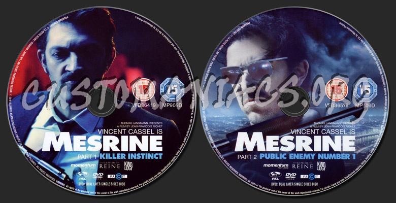 Mesrine: Killer Instinct / Public Enemy No.1 dvd label