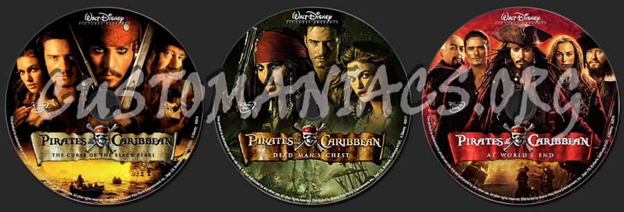 Pirates Of The Caribbean 1-3 dvd label