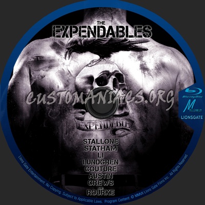 The Expendables blu-ray label