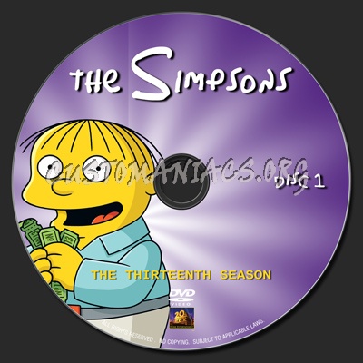 The Simpsons Season Thirteen dvd label