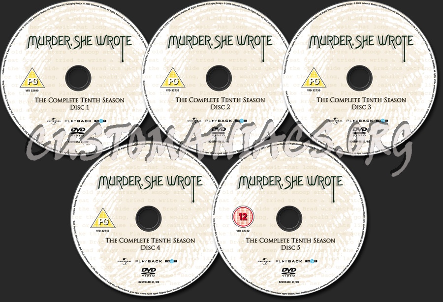 Murder, She Wrote Season 10 dvd label