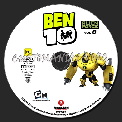 Ben 10 Alien Force Volume 8 dvd label