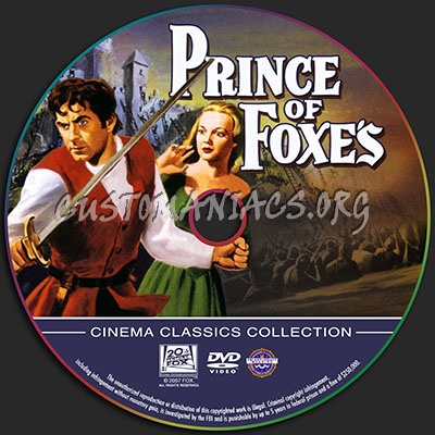 Prince of Foxes dvd label