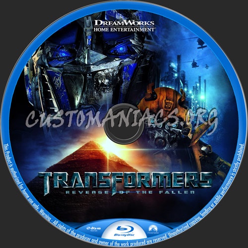 Transformers Revenge Of The Fallen blu-ray label