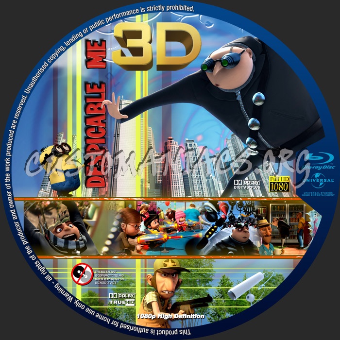 Despicable Me 3D blu-ray label