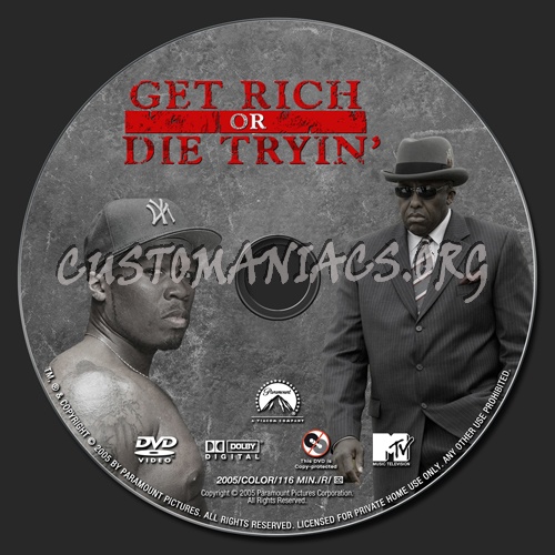 Get Rich Or Die Tryin' dvd label