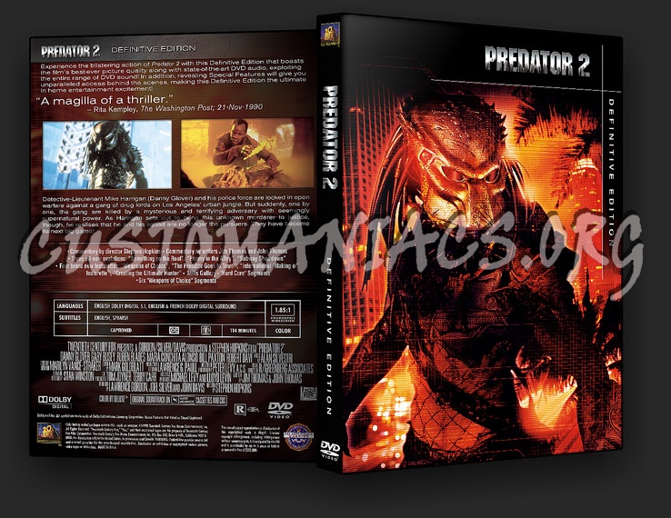 Predator 2 Definitive Edition dvd cover