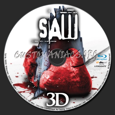 Saw 3D blu-ray label