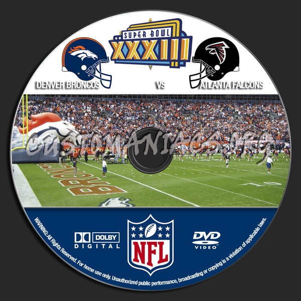 Superbowl XXXIII Broncos vs. Falcons dvd label