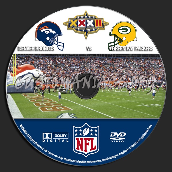 Superbowl XXXII Broncos vs. Packers dvd label