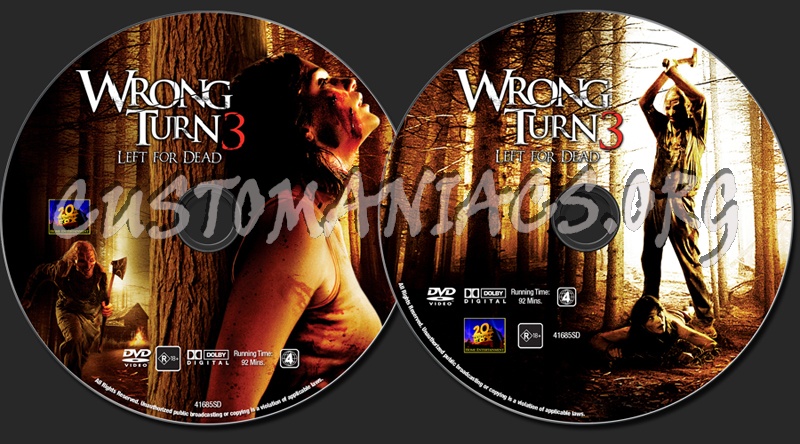 Wrong Turn 3 - Left For Dead dvd label