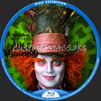 Alice In Wonderland (2010) blu-ray label