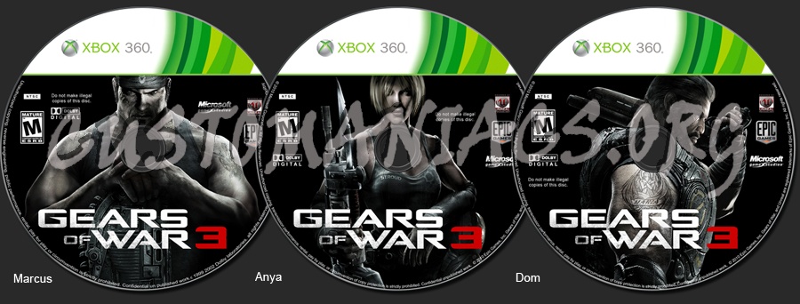 Gears of War 3 dvd label