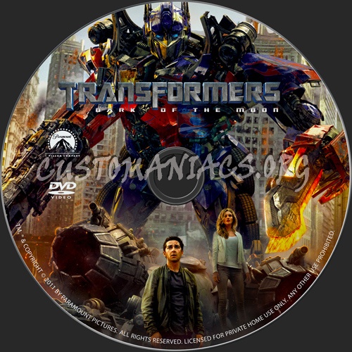 Transformers:Dark of the Moon dvd label