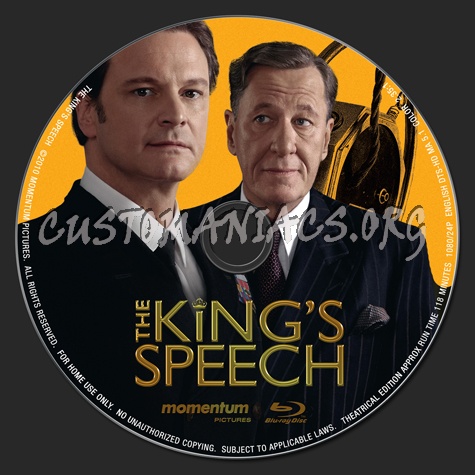 The King's Speech blu-ray label