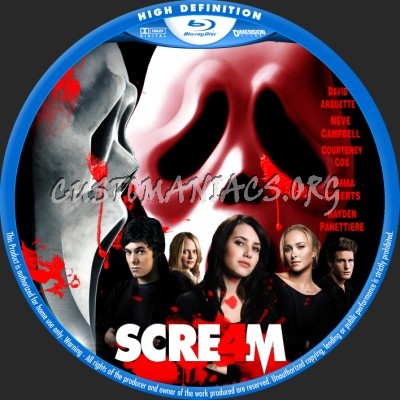 Scream 4  (Scre4m) blu-ray label