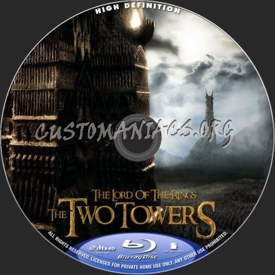 The Lord Of The Rings: The Two Towers blu-ray label