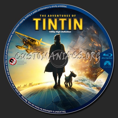 The Adventures of Tintin: The Secret of the Unicorn blu-ray label