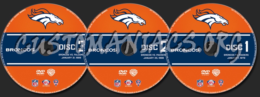 NFL 3 Greatest Games Broncos dvd label