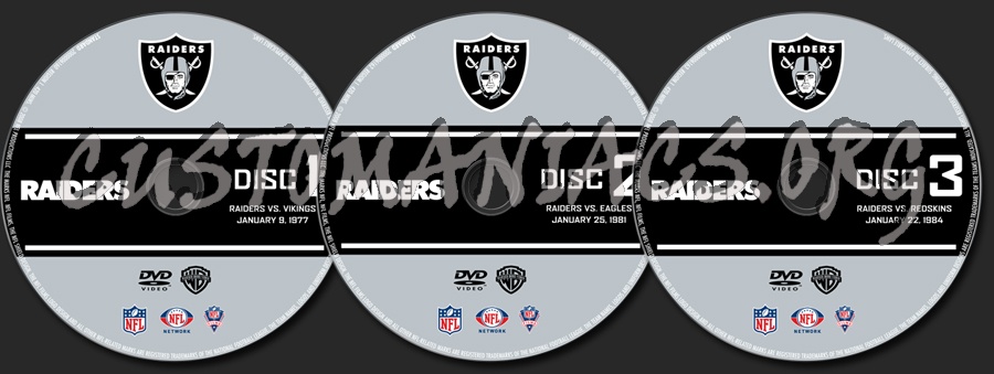 NFL 3 Greatest Games Raiders dvd label