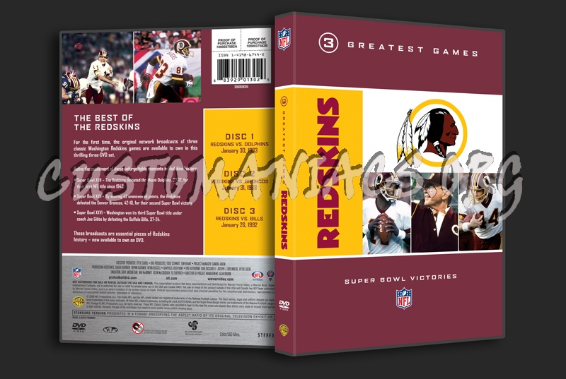 NFL 3 Greatest Games Redskins dvd cover