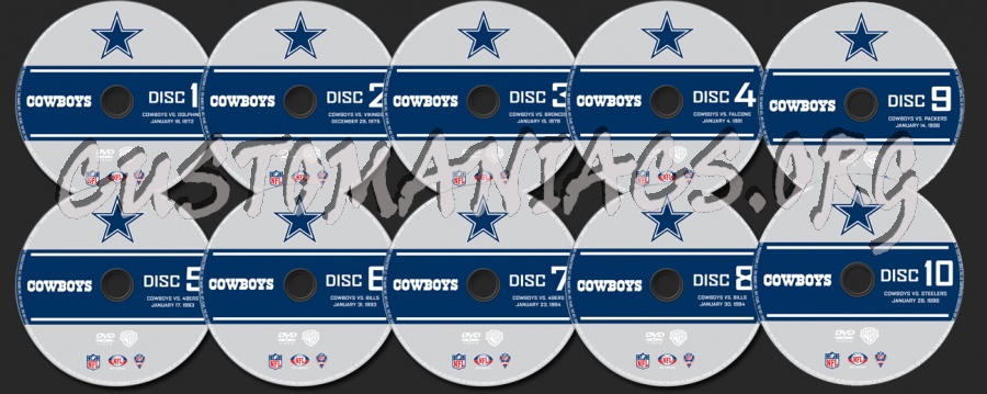 NFL 10 Greatest Games Cowboys dvd label