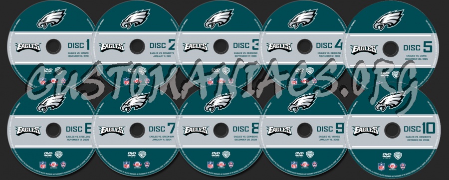 NFL 10 Greatest Games Eagles dvd label