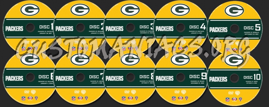 NFL 10 Greatest Games Packers dvd label