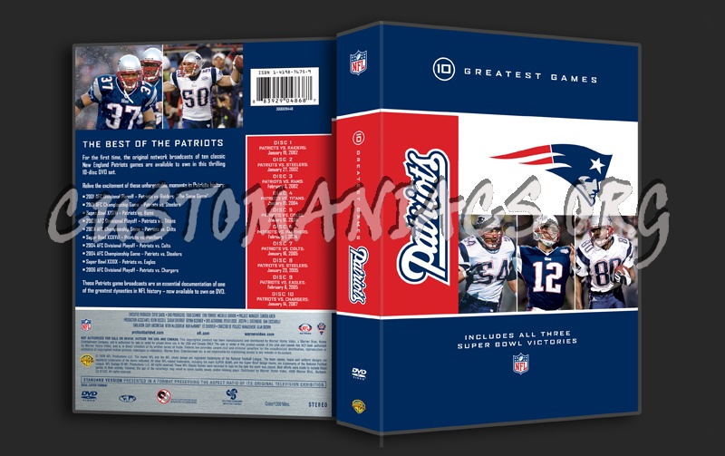 NFL 10 Greatest Games Patriots dvd cover - DVD Covers & Labels by  Customaniacs, id: 141505 free download highres dvd cover