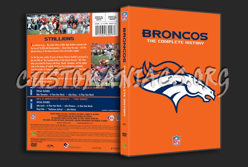 NFL Broncos The Complete History dvd cover