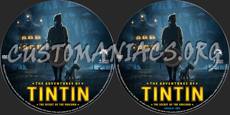 The Adventures of Tintin The Secret of the Unicorn dvd label