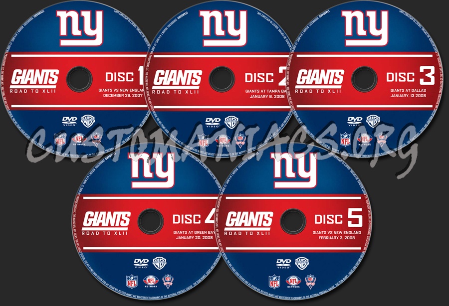 NFL Giants Road to XLII dvd label