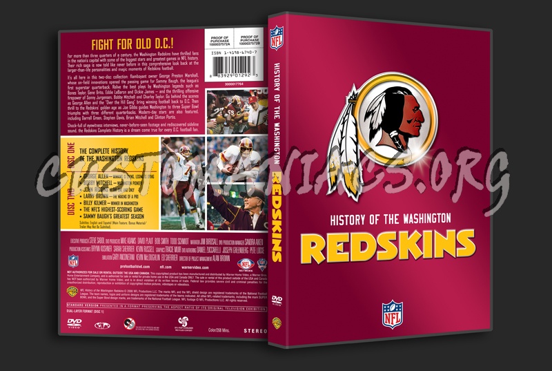 NFL History of the Washington Redskins dvd cover