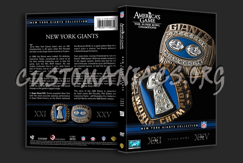 NFL New York Giants Collection 1986 1990 dvd cover