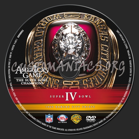 NFL Super bowl 04 1969 Kansas City Chiefs dvd label